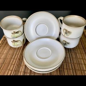 Antique Pottery DENBY ENGLAND - Cups & Saucers Set